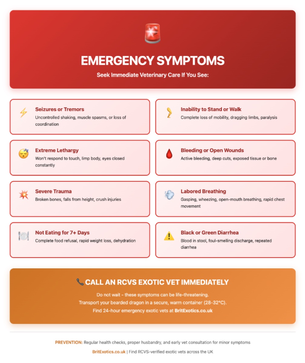 Bearded dragon emergency symptoms warning chart UK RCVS